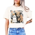 thumbnail image 3 of Ghost and Highland Cow Halloween Shirt for Women & Teens Cute Spooky Fall Graphic Tee Ivory Shirt Adult Large, 3 of 4