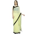 thumbnail image 3 of Atasi Indain Women's Designer Sari Light Yellow Georgette Saree With Blouse Piece, 3 of 7