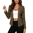 thumbnail image 2 of Homenesgenics Blazers for Women Business Casual Solid-Color Long-Sleeve Blazer with Lapel, Fitted Cardigan-Style Blazer Brown M, 2 of 8