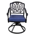 thumbnail image 2 of 2pcs Outdoor Patio Aluminum Swivel Rocker Dining Chairs With Cushion, Navy Blue - To Elements And Cushion Versatile For Relaxing, 2 of 3