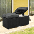 thumbnail image 2 of Renwick Wicker Patio Storage Ottomans with Cushions, Set of 2, Black/Gray, 2 of 8