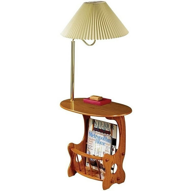 Oval End Table With Lamp In Warm Brown, Lamp End Tables