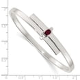 thumbnail image 3 of Sterling Silver Polished Oval Red CZ Slip On Expandable Bangle, 3 of 3