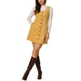 thumbnail image 2 of Vestido de tirantes para mujer INSPIRE CHIC, con escote redondo, overol de pana, vestido casual M Amarillo oscuro, 2 of 6