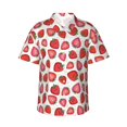 thumbnail image 4 of Wukai Hand Drawn Strawberry Men's Hawaiian Shirt Short Sleeve Casual Button Down Summer Beach Aloha Shirt Tropical Print Holiday Party, 4 of 8