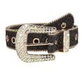 thumbnail image 3 of Women PU Leather Waist Belt Rhinestone Decoration Stylish Eyelet Belt Pin, 3 of 10