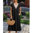 thumbnail image 4 of Vestido midi Zhyaj, túnica holgada de algodón con bolsillos para mujer, 4 of 7