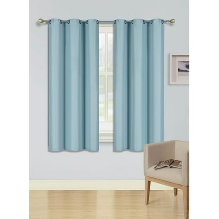 Sss 2 Pc Light Blue Solid Blackout Room Darkening Panel Curtain