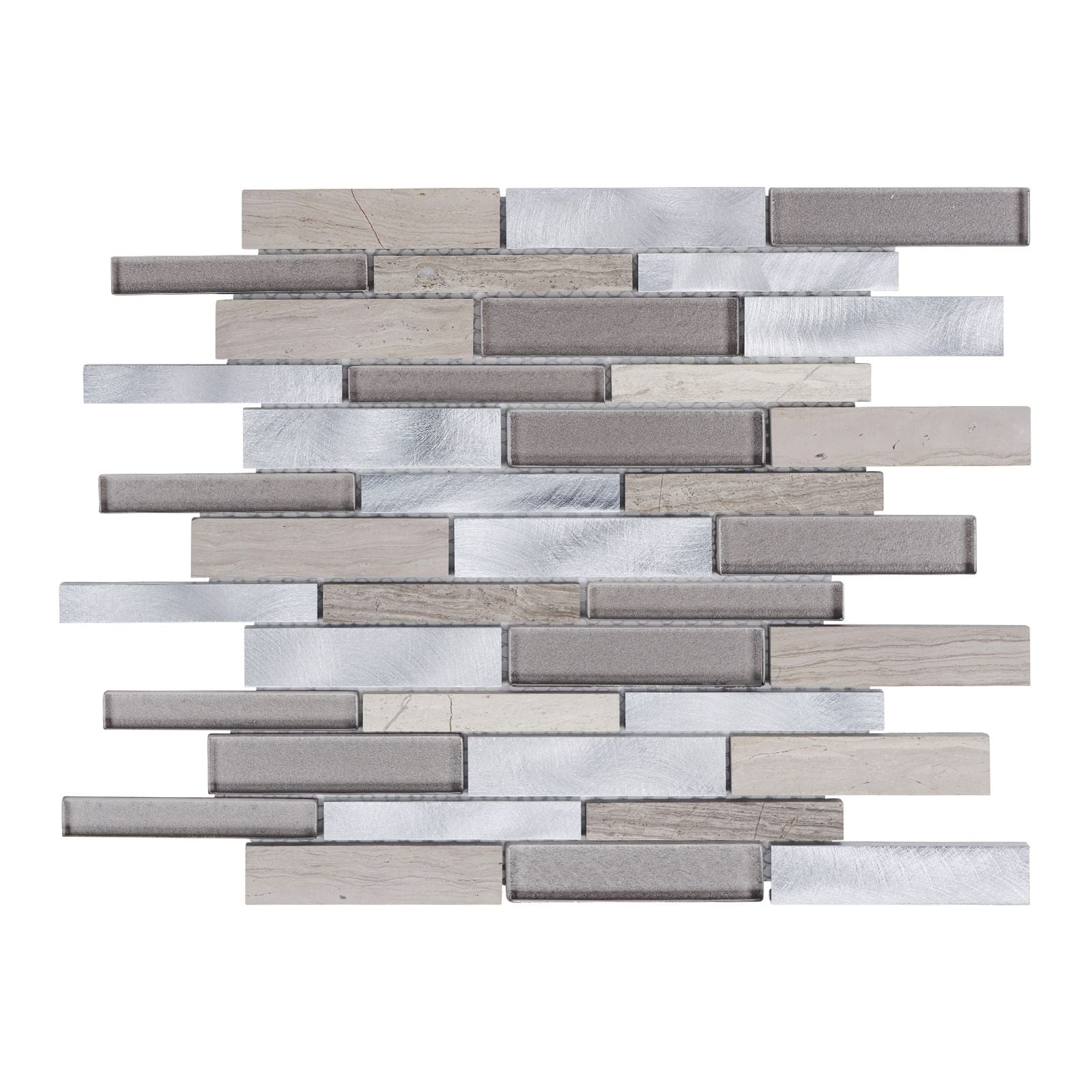 Modket TDH500AL Taupe Gray White Oak Marble Stone Glass Aluminum Mosaic Tile Kitchen Backsplash