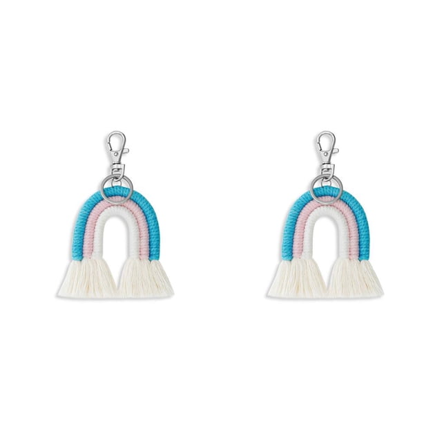 Minnieouse Tejiendo llaveros de arcoíris accesorio de moda encantador colgante artesanal decoración bolso colgante llavero adorno bolso encanto Azul 2piezas Minnieouse CBP273848