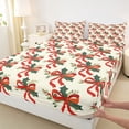 thumbnail image 3 of Homewish Teens Kawaii Red Bow Knot 4 Pieces Queen Sheet Sets,Tree Leaves Ultra Soft Flat Sheet,Merry Christmas Queen Fitted Sheet,Super Cozy Room Decor, 3 of 7