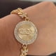 thumbnail image 3 of Esclava Virgen de Guadalupe Maria Almudena de oro laminado 18 kilates medalla redonda con zirconias blancas, 3 of 3