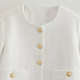 thumbnail image 5 of JGGSPWM Women's Casual Blazers Button Jacket Cropped Crew Neck Open Front Slim Long Sleeve Jacket with Pockets Tweed Outerwear White#/001 S, 5 of 6