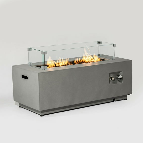 Propane Fire Pit Table with Hidden Tank Storage - 50,000 BTU Outdoor Gas Fireplace, Weather-Resistant, Easy Assembly, Includes Lava Rocks & Cover,Gray