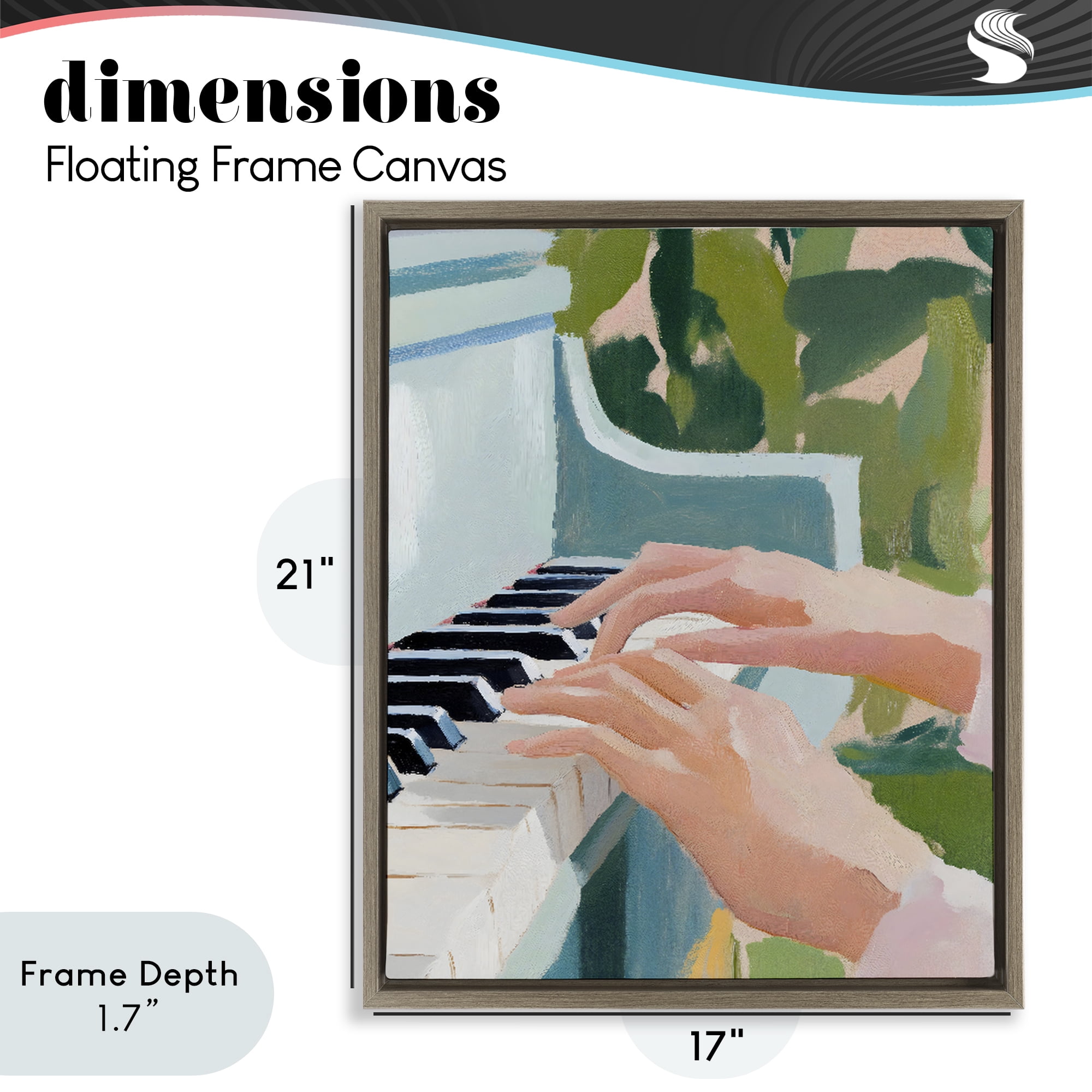 Stupell Industries Piano Hands in Sunlit Space Brown Framed Floater Canvas Wall Art, design by The Prints Vibe