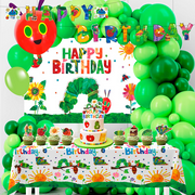 92pcs Hungry Caterpillar Birthday Decorations Set Including Hungry Caterpillar Background Banner Cake Decorations Balloons etc The Hungry Caterpillar Decorations