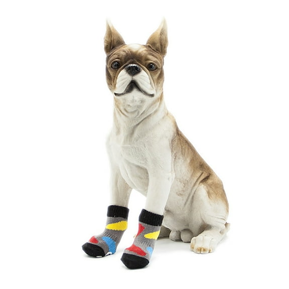 PENIKOKO 4-Pack Dog Socks with Anti- Grip, Soft Cotton Material, and Comfortable Pet Footwear
