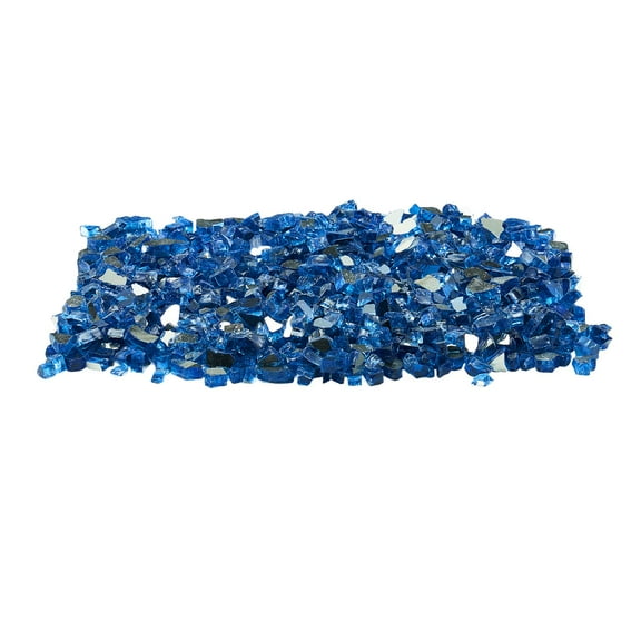 KFFKFF Fire Glass, 10LBS / 4.5KG Heat-Resistant Fireplace Stones, 1/2-Inch Reflective & Smokeless Glass Rocks, Durable Decorative Stones for Fire Pit Table and Landscaping, Pacific Blue