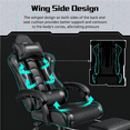 thumbnail image 3 of Alden Design Ergonomic High Back Gaming Chair with Massage Lumbar Pillow and Padded Armrests, Full Black, 3 of 14