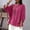 Hot Pink, variant on Linen Tops Trendy Smocked Lady Spring/Summer Casual Mandarin Collar Five-Piece Sleeve Top Green 2X