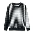 thumbnail image 2 of Thetops Big Girls Black Striped 100% Cotton Tee - 11T Crew Neck, Breathable Durable Shirt for School, Layering & Everyday Wear, 2 of 3