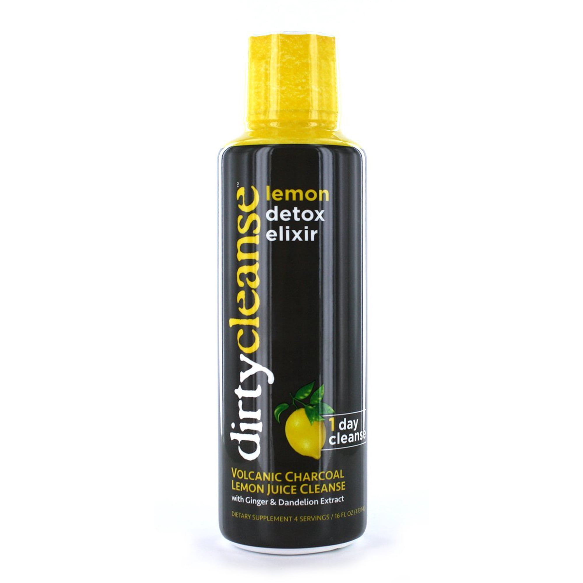 Dirty Cleanse Lemon Detox with Volcanic Charcoal with Ginger and Dandelion Extract, 4 servings