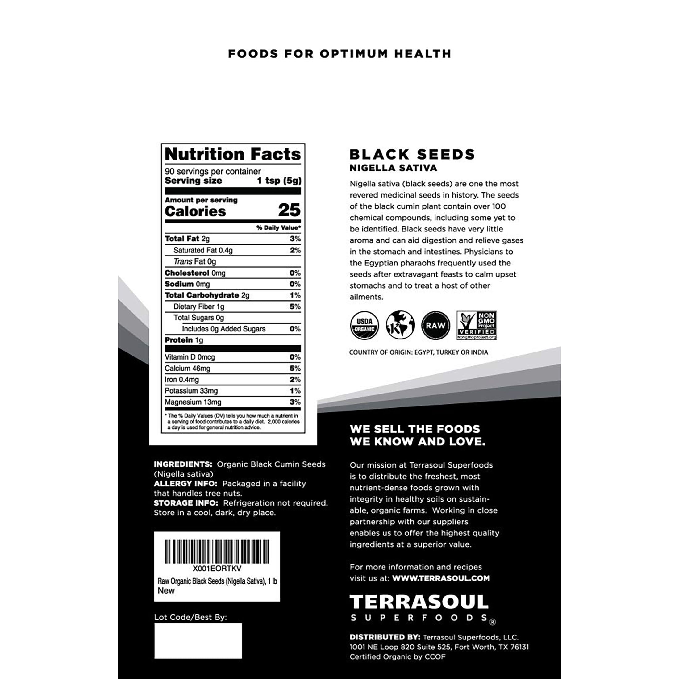 Terrasoul Superfoods Organic Black Cumin Seeds (Nigella Sativa), 2 Lbs (1 Lb 2-Pack) - Digestive Health | Immunity