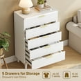 thumbnail image 2 of GIKPAL 5 Drawers Tall Dresser Set of 2, Modern Fluted White Dresser Wood Chest of Drawers for Bedroom Living Room Hallway Entryway, 2 of 9