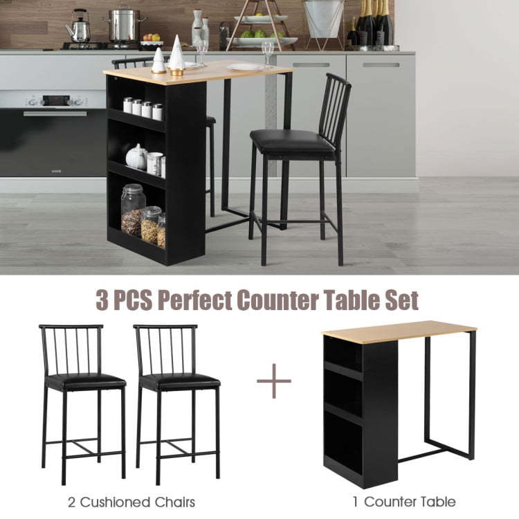 Finihen Dining Set, Dining Table Set, 3 Piece Counter Height Pub, for Home, Restaurant, Natural Finihen Dining Set, Dining Table Set, 3 Piece Counter Height Pub, for Home, Restaurant, Natural