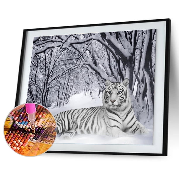 Bricolaje diamante blanco tigre pintura cruz puntada costura manualidades decoración Hugtrwg Para estrenar