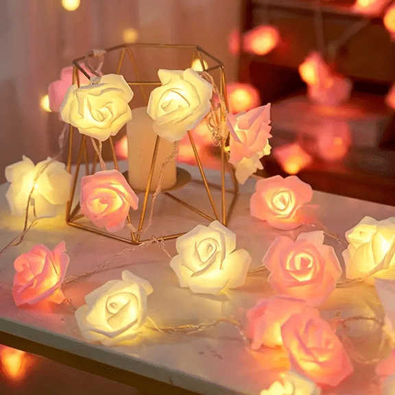 LED Rose Flower Cherry Blossom String Lights Warm White Fairy Lamp Decorative Light for Mother’s Day Wedding Party Garden Decor