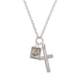 thumbnail image 2 of Delight Jewelry Two-tone Shadow Box ''Peace'' with Peace Sign Be Strong and Courageous Engraved Cross Zoey Necklace, 28", 2 of 4
