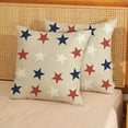 thumbnail image 2 of 4th of July Pillow Covers 18x18 Inch Set of 2, White Blue Red Stars Decor Patriotic Throw Pillows Independence Memorial Day Pillowcase Outdoor Decorations Linen Farmhouse Cushion Case for Home, 2 of 6