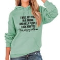 thumbnail image 2 of Sudadera con capucha Manga larga Cordón Suelto Cómodo Diseño de patrón de letras Poliéster Sudadera de mujer para uso diario Verde claro (letras negras) M, 2 of 6