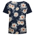 thumbnail image 5 of Camiseta informal para mujer con estampado floral y cuello en V, manga corta, jersey, blusa, tops Fridja  bn6054, 5 of 5