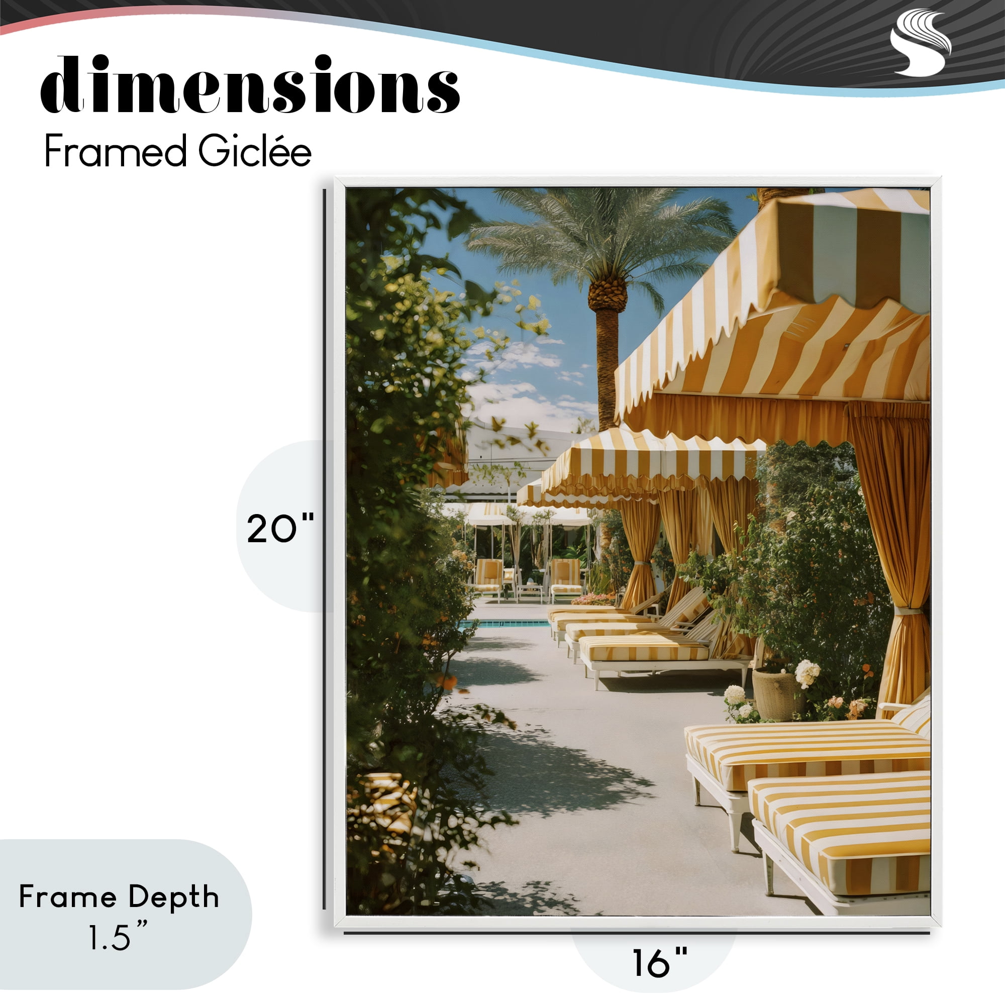 Stupell Industries Vintage Cabanas at Poolside White Framed Giclee Art, design by Franklyn Gregory