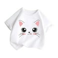 thumbnail image 2 of Kiijoy Big Girls Short Sleeve T-Shirt Cute Cat Print Cotton Leisure Tshirt, Sizes 9-10, 2 of 4