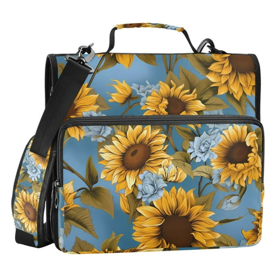 ALAZA Zipper Binder Sunflowers 3 Ring Trapper Keeper File Folder Organizer Bag
