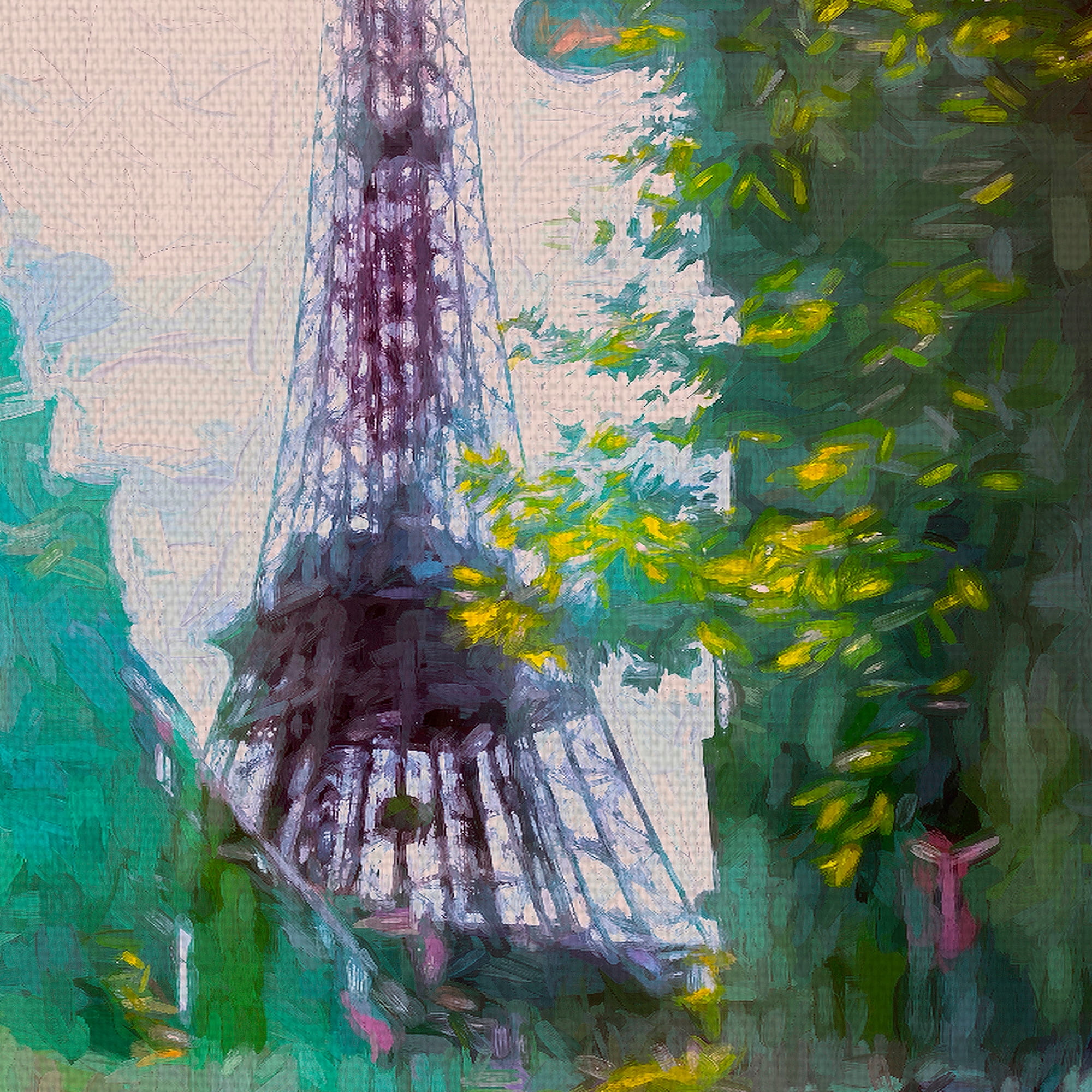 Masterpiece Art Gallery Paris Street Eiffel Tower By John Rivera Canvas Art Print 22" x 28"
