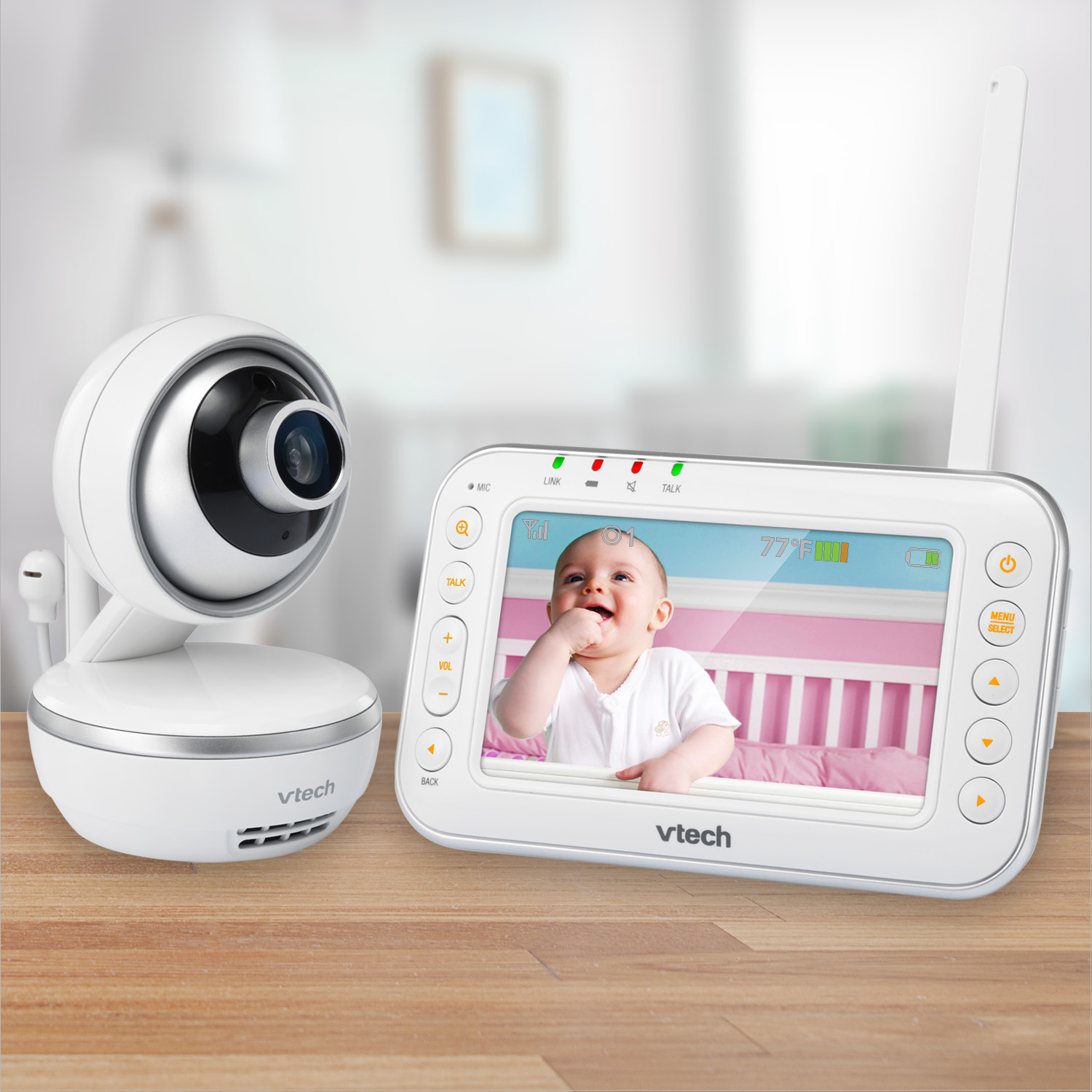 VTech VM4261, 4.3" Digital Video Baby Monitor with Pan & Tilt Camera, Wide-Angle Lens and Standard Lens, White - image 7 of 13