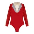 thumbnail image 5 of Alvivi Gymnastics Leotard For Women Rhinestone Ballet Dance Long Sleeve Bodysuit Acrobatics Uniform Red L, 5 of 7