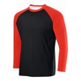 thumbnail image 2 of ZCFZJW Mens Raglan Long Sleeve Workout Shirts Moisture Wicking Running Athletic Crewneck Sport Performance T-Shirt Lightweight SPF Sun Shirt Orange M, 2 of 3