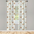thumbnail image 2 of Ambesonne Forest Curtains, Vintage Cartoon Owl Flora, Pair of 28"x63", Pale Cinnamon White, 2 of 4