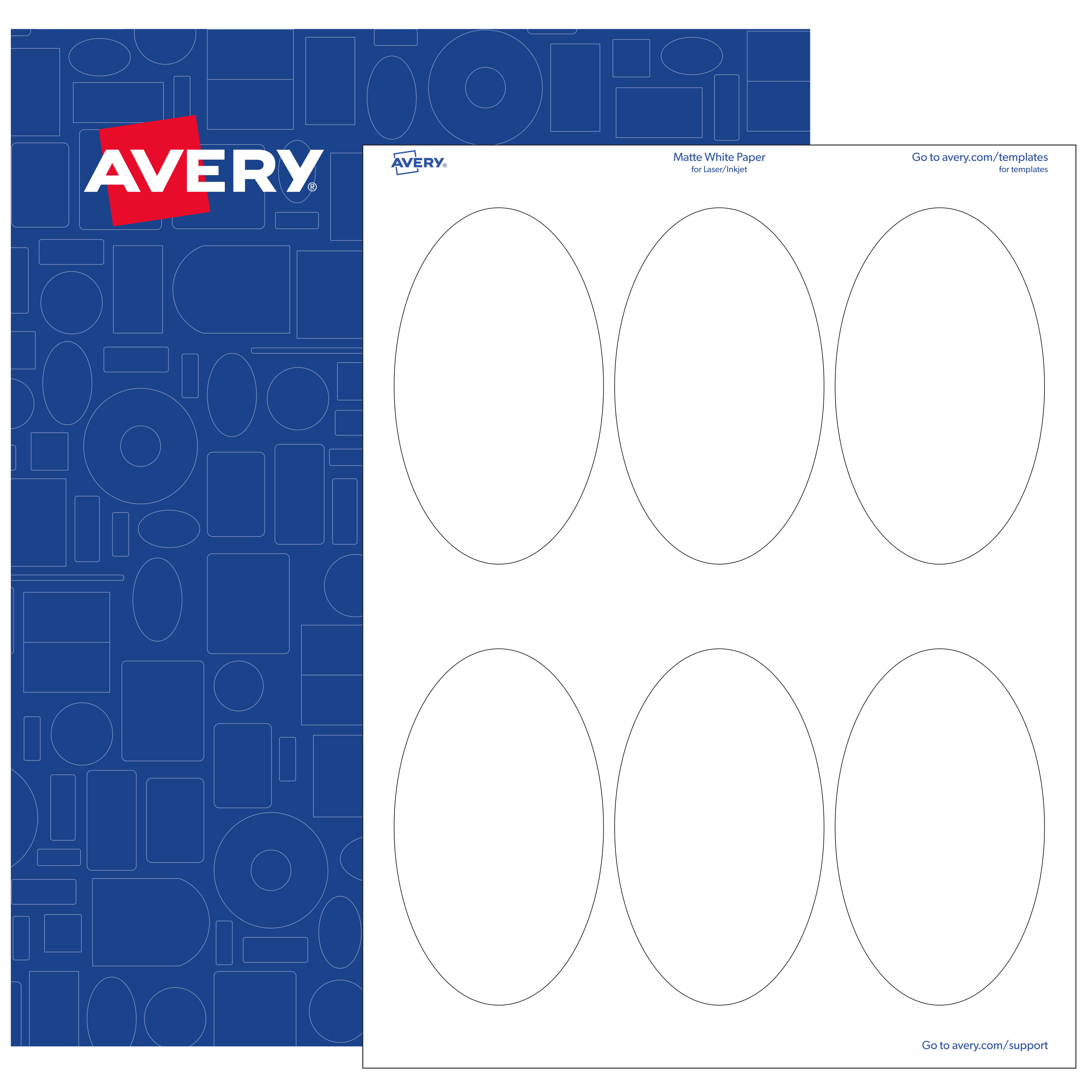 Avery Oval Labels, 4.25" x 2.5", White Matte, 600 Printable Labels