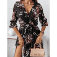 thumbnail image 4 of EASYBRA Women V Neck Floral Chiffon Midi Dress Side Slit Elegant Summer Casual Flowy Dress, 4 of 5
