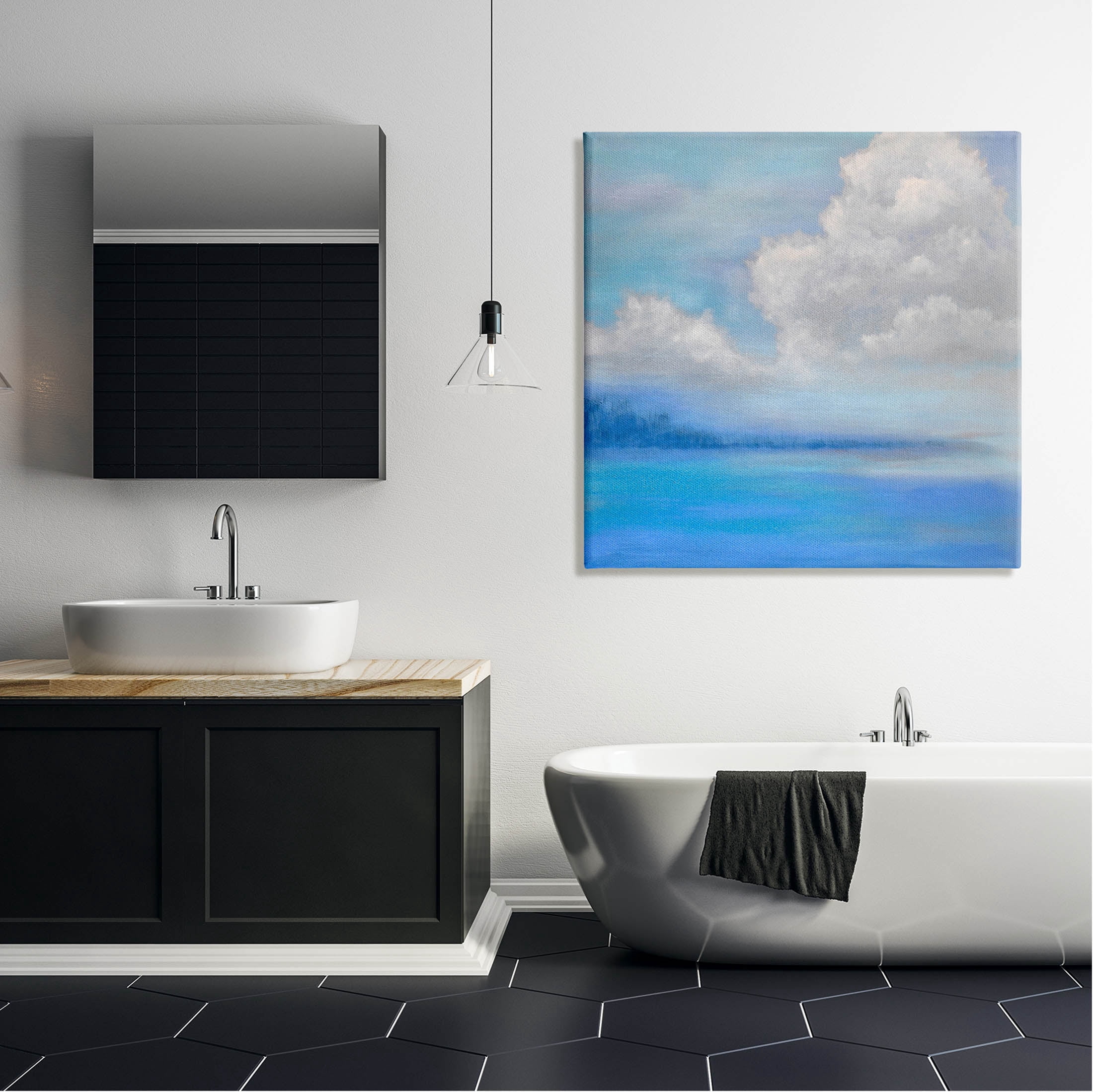 Stupell Industries Vivid Blue Ocean Clouds Painting Gallery Wrapped Canvas Print Wall Art, Design by Catherine Andersen