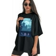thumbnail image 3 of Plus Size Shirt for Women Black Tops for Women Oversized Short Sleeves Shirt for Women Castle T Shirt Crewneck Shirt for Women XL, 3 of 5