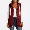 thumbnail image 6 of WTOBBY Women's Fashion Plush Vest with Zipper and Hood, Sleeveless Loose Fit Warm Jacket for Fall and Winter, Solid Color Soft Outerwear,Wine 2XL, 6 of 6