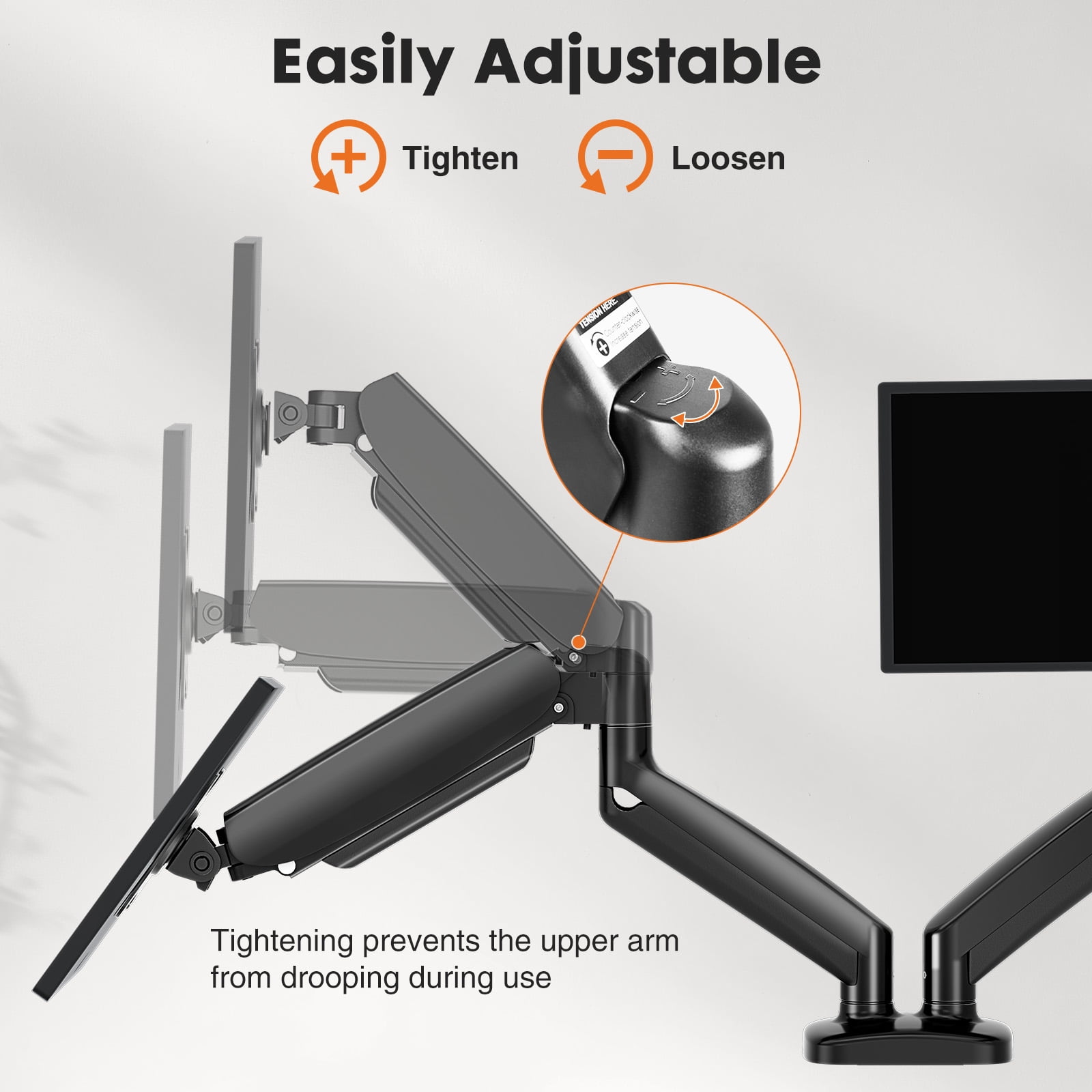 JOINSUN Dual-arm Monitor Mount Adjustable Desk Mount Spring Monitor Arm Fits 15-27 inch Screen