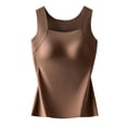 thumbnail image 6 of Women's Built-in Bra Tank Top, Stretchy Slim Fit Sleeveless Cami with Shelf Bra, U Neck Workout Tops for Casual Wear, Layering, Lounge and Everyday Outfits Coffee M, 6 of 10
